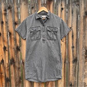 Madewell Grey Denim Popover Short Sleeve Shirt Dress, Women’s Size Small